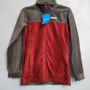 NWT Columbia Steens Mt II Fleece Full Zip Gray Maroon Youth Large 14/16